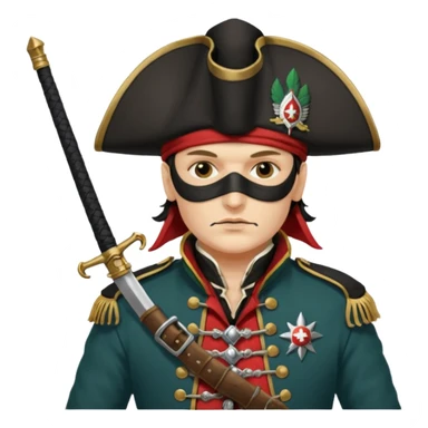 Adam Ant  painted with Indian war colors with black mask is wearing a Hungarian Hussar'S JACKET, holds two firelocks holsters in his hands sticker