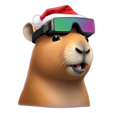 capybara in vr headset christmas sticker