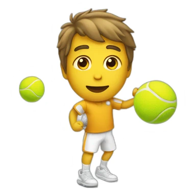 man playing with his tennis balls sticker