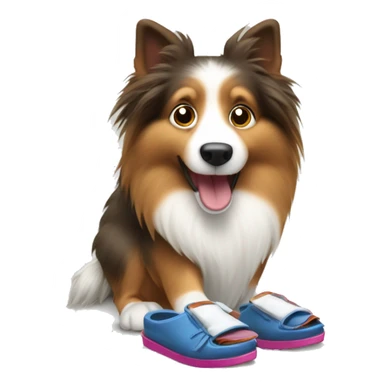 Shetland sheepdog stealing slippers sticker