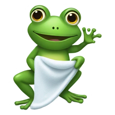 Frog picking up towel sticker