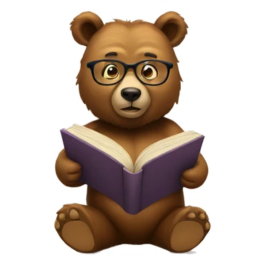 bear wearing glasses reading a book  sticker