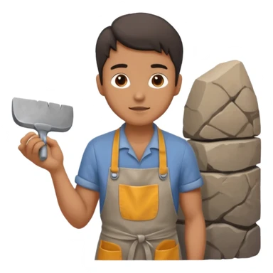 a sculptor during sculpting rock sticker