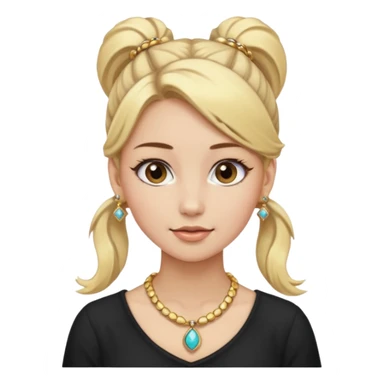fancy blonde hair girl with ponytails brown makeup and jewellery sticker