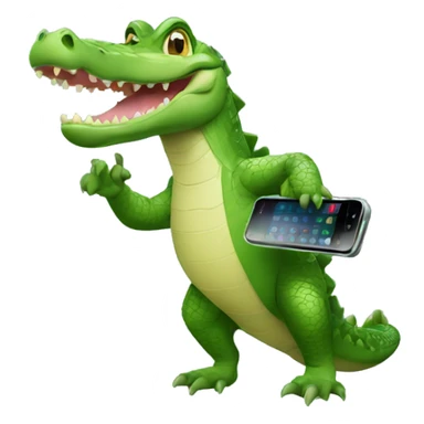 Crocodile with mobile phone  sticker
