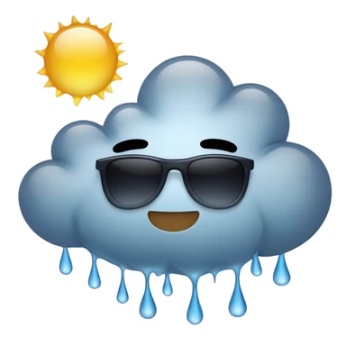 rainy cloud , rain droplets with sunglasses and smiling {big droplets but many} sticker