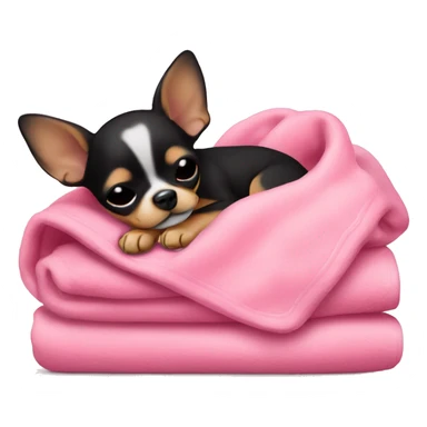 black & tan chihuahua puppy sleeping with a pink blanket  sticker