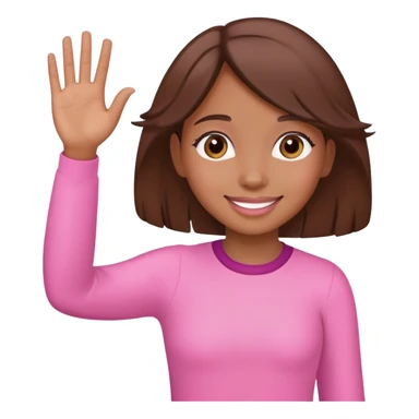 brown girl waving goodbye wearing pink sticker