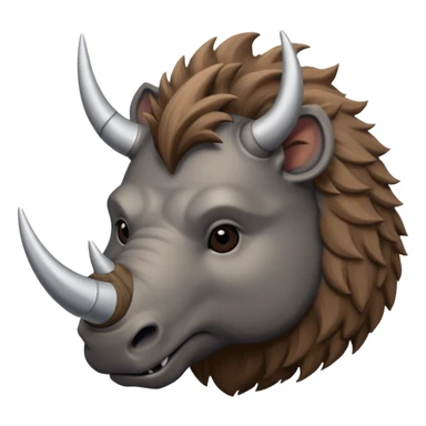 woolly rhino with huge horn sticker