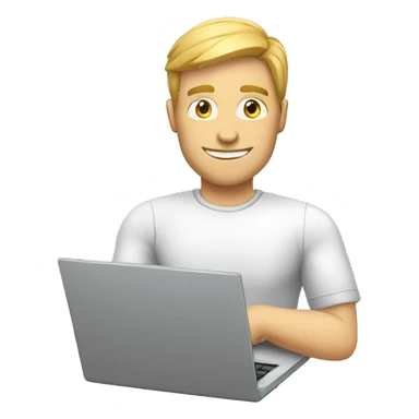 white male cybersportsman with laptop sticker