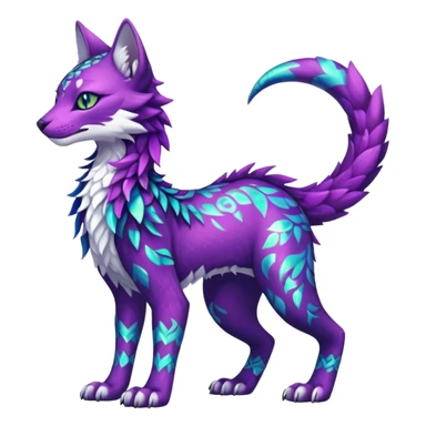 Kawaii iridescent beautiful pretty elegant divine edgy fantasy feline-vernid-sergal-fursona-animal-creature with accessories, full body with intricate patterns sticker