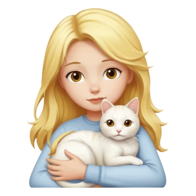golden hair girl hug a white cat sticker