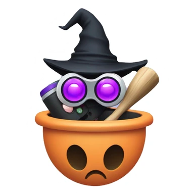 witch on a pestle with vr glasses and a gaming controller sticker