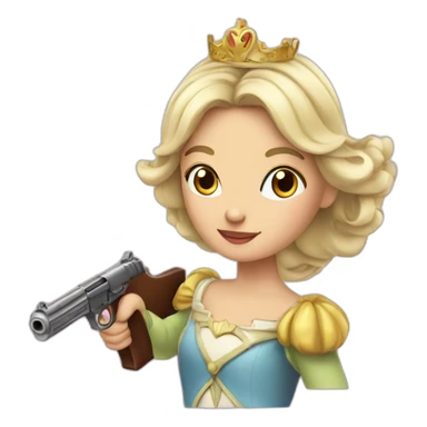 Princesse avec pistolet sticker