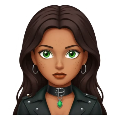 Tan skin with freckles, long dark hair, green eyes Dominatrix  sticker