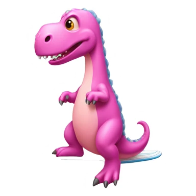 Pink dinosaur on surfboard sticker