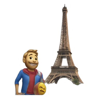 Un géant qui s'appuie sur la tour Eiffel sticker