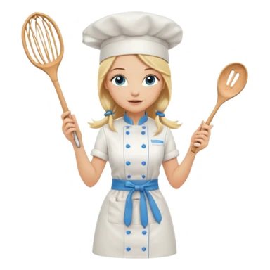 Full body 
Sexy Long Blonde hair blue eyed female chef sticker