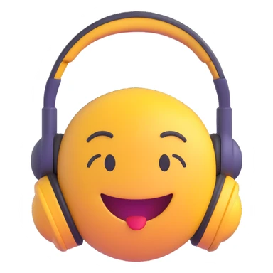 emoji with headphones enjoying music, smiling sticker