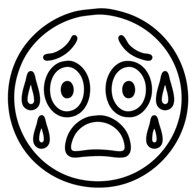 scared and nervous face, outlined icon, black lines, no fill sticker