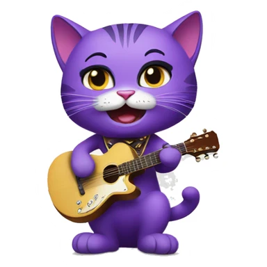 purple cat singing, cat in Elvis presley costume sticker