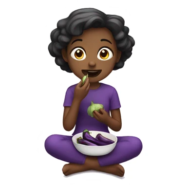 girl eating eggplant sticker