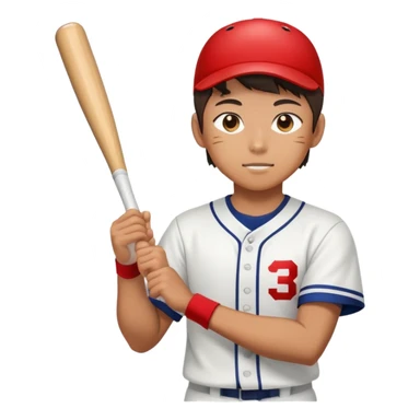 Japanese high school boy in gym uniform playing baseball sticker