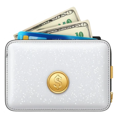 glitter white wallet with money and card sticker