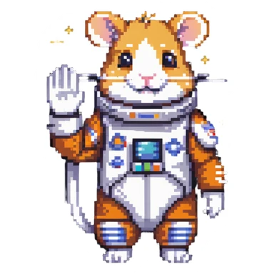 space hamster in a spacesuit waving his hand sticker