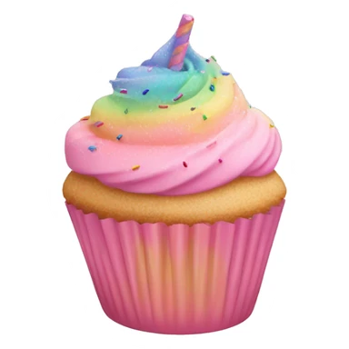 Single pastel pink cupcake with rainbow sprinkles  sticker
