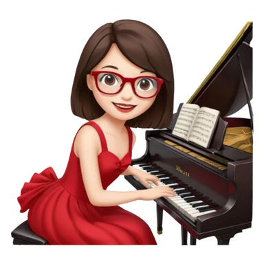 Brunette in red  white maltes glassespianista sticker