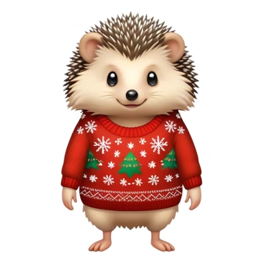 hedgehog wearing a Christmas sweater full body little arms sticker