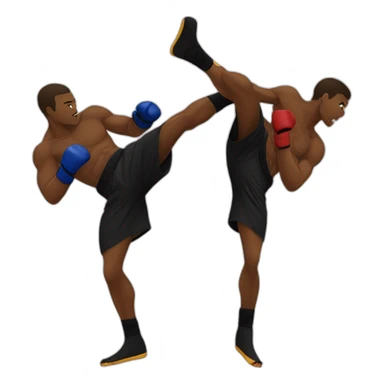 a black kickboxer throwing and landing a head kick on another fighter sticker