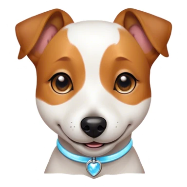 Cinematic Cute Jack Russell Terrier Portrait Emoji, Head tilted playfully and inquisitively, featuring a charming, small yet spirited body with a smooth, glossy coat, round, sparkling eyes full of delightful curiosity, and an endearing, mischievous smile, Simplified yet irresistibly adorable features, highly detailed, glowing with a warm, inviting glow, high shine, affectionate and lively, stylized with a touch of whimsical canine charm, soft glowing outline, capturing the essence of a mischievous yet lovable Jack Russell Terrier that seems as if it could scamper out of the screen into your arms! sticker