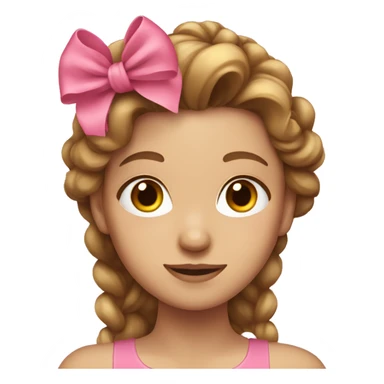 light brown haired girl with a pink bow in her hair sticker