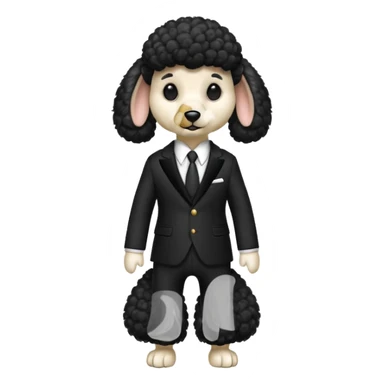 Poodle Dog wearing suit sticker