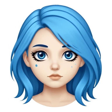 pretty long and blue hair baddie with eyeliner  sticker