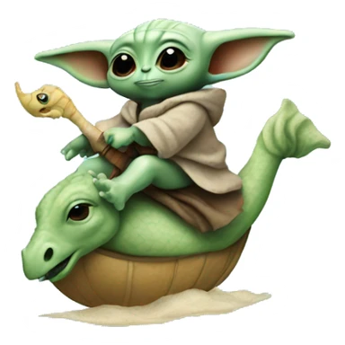 baby yoda riding seahorse sticker
