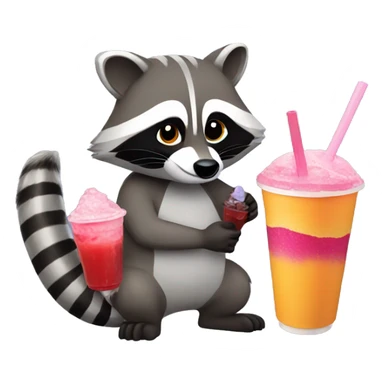 raccoon holding slurpee sticker