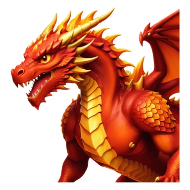 cinematic-noble-fierce-fire-dragon-full body-emoji,-poised-and-imposing,-with-a-muscular,-scaled-body-ablaze-in-fiery-hues-of-crimson,-molten-orange,-and-molten-gold,-and-intense,-burning-eyes-that-mirror-the-heart-of-a-volcano;-rendered in detail sticker