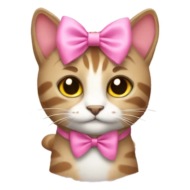 forest cat with pink bow sticker