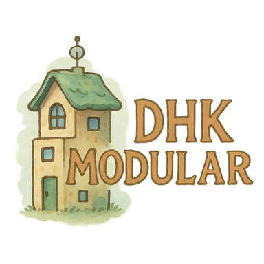 DHK Modular logo in Ghibli style, soft colors, whimsical touch sticker