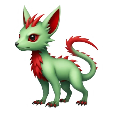 Cool Edgy Green Red ethereal badass punky Fionbri-Vernid-Trico-animal-creature full body sticker