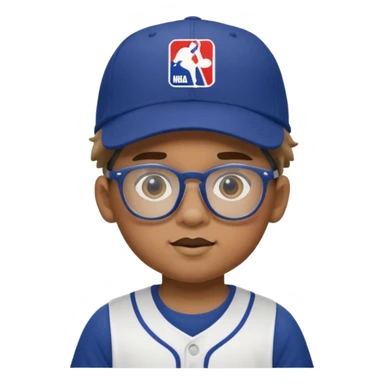 baseball hat and glasses child with nba jersey sticker