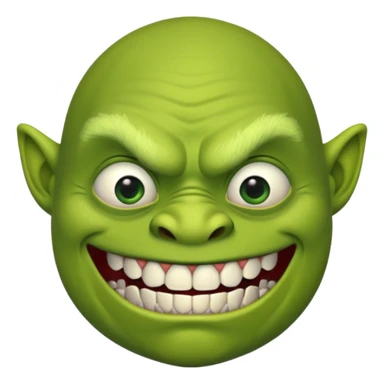 ugly green ogre with no hair a black mouth with janky white teeth sticker