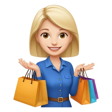preciso de um amoji de vendedora com sacolas na mão sticker