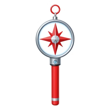 The korean Kpop boy group "Stray Kids" lightstick. The lightstick is red and white with a compass star in the middle of a black background. sticker