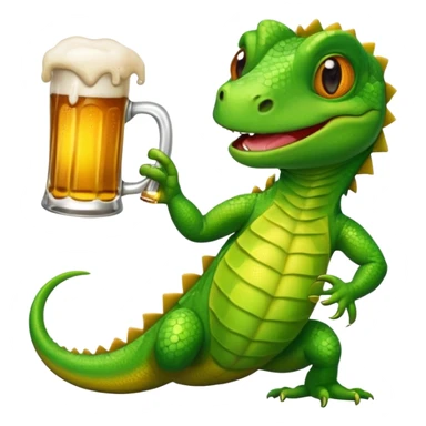 cartoon lizard holding a beer mug sticker