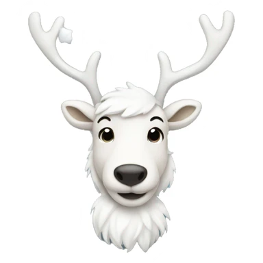 White reindeer wearing a bow sticker