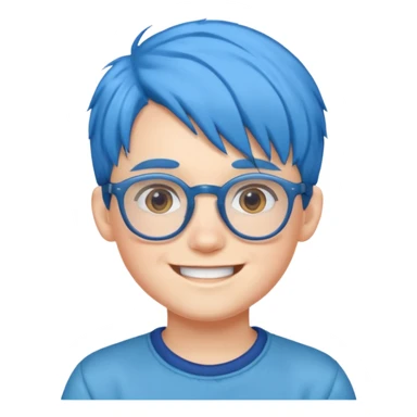 blue haired kid with glasses sticker